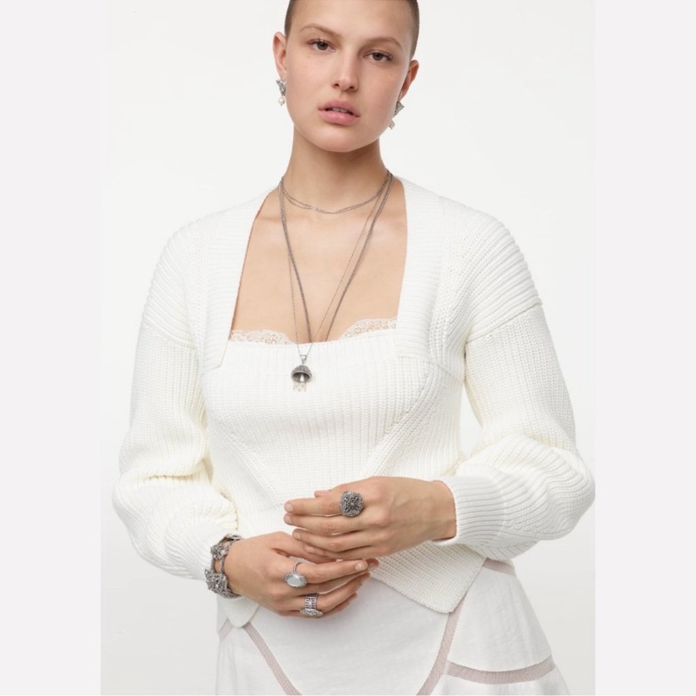 Zara collection limited edition White Ribbed Knit Top